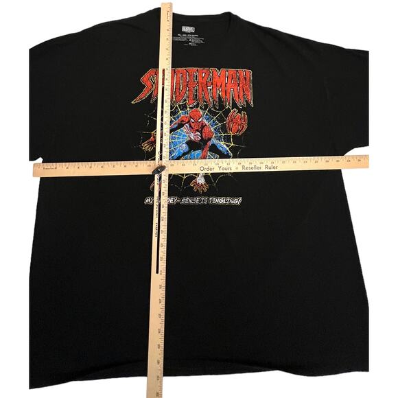 Marvel Spiderman My Spidey Sense Is Tingling Black Cotton T-shirt Size 3XL - Picture 7 of 7